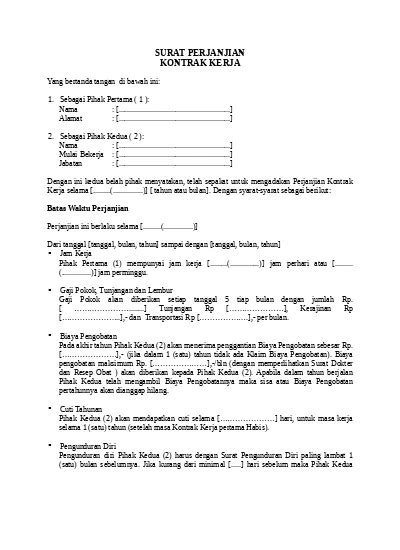 Detail Contoh Surat Perjanjian Kerja Kontrak Koleksi Nomer 55