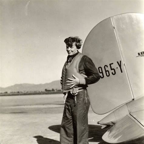 Legendary Pilot Amelia Earhart In The Cockpit Of Her Lockheed Electra