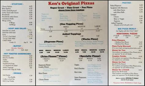 Menu at Ken's Pizza pizzeria, Sapulpa, 750 E Taft Ave