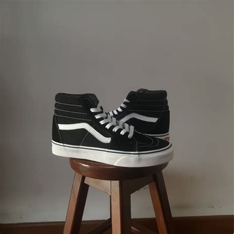 Jual Vans Sk8 Hi Black White Original Shopee Indonesia