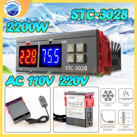 STC 3028 2200W 110 220V Dual Digital Temperature Humidity Controller