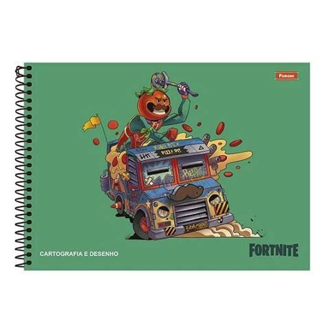 Caderno Espiral Cartografia Folhas Capa Dura Fortnite Foroni