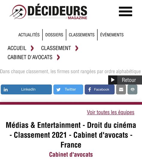 Classement 2021 des meilleurs Cabinets par le magazine Décideurs