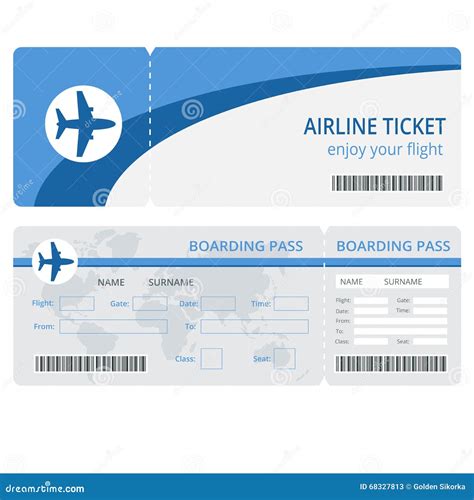 Plane Ticket Design Plane Ticket Vector Blank Plane Tickets Isolated