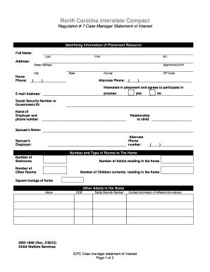 Fillable Online Info Dhhs State Nc DSS 1840 Info Dhhs State Nc Fax