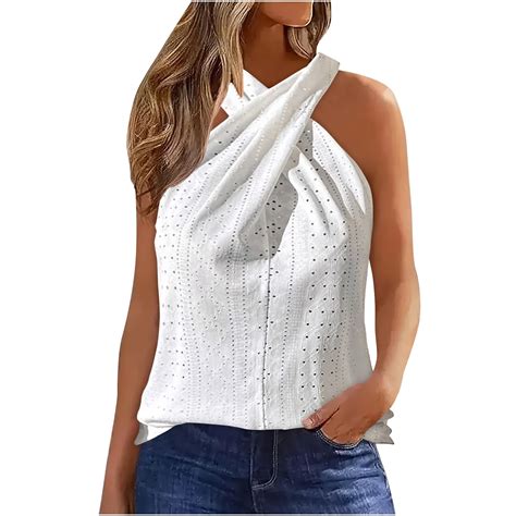 DxhmoneyHX Women S Sexy Halter Tops Summer Criss Cross Textured