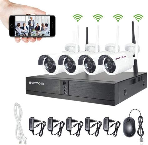 Aottom 4 Canali WiFi Sistemi Di Sorveglianza Telecamere