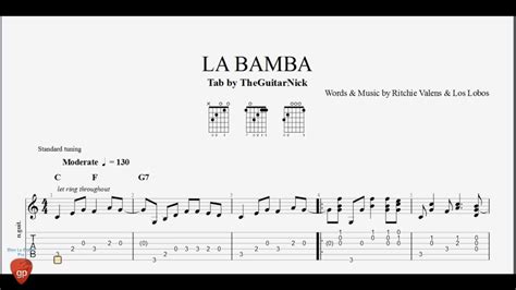 La Bamba Guitar Tabs Youtube