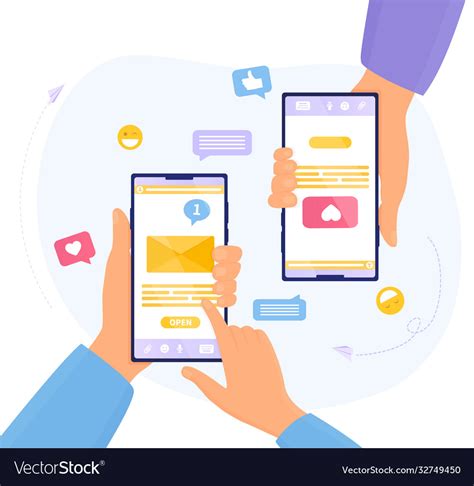 Two People Chatting On A Mobile App Royalty Free Vector