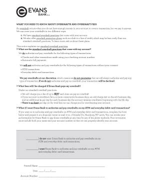 Fillable Online Consent Form For Overdraft Services First Area Credit