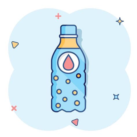 Water Bottle Icon In Comic Style Plastic Soda Bottle Vector Cartoon