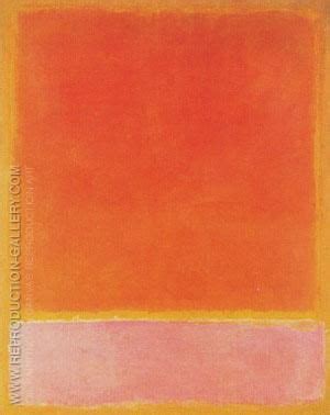 An Orange Pink And Yellow Painting With White Lines On The Bottom Half