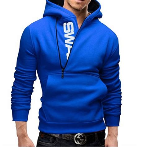 Hoodies Men 2016 Brand Male Long Sleeve Hoodie Side Zipper Letter