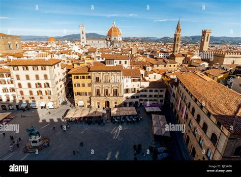 Aerial view on the old town of Florence with famous Duomo cathedral on ...