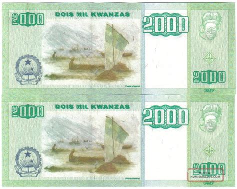 Angola 2 X 2000 Kwanzas 2003 Running Numbers Pick 151 Unc