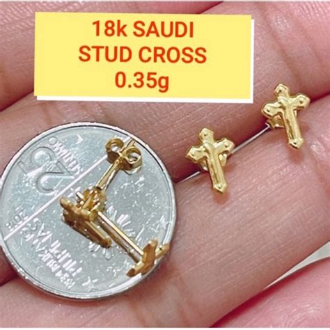 Pawnable K Saudi Gold Stud Cross Earrings Shopee Philippines