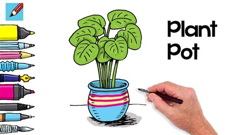 How To Draw A Plant Pot Real Easy Youtube