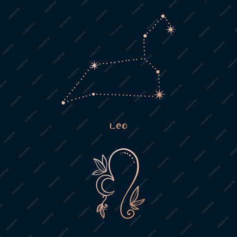 Horóscopo Signo Del Zodiaco Leo En Estilo De Constelación Con Línea Y