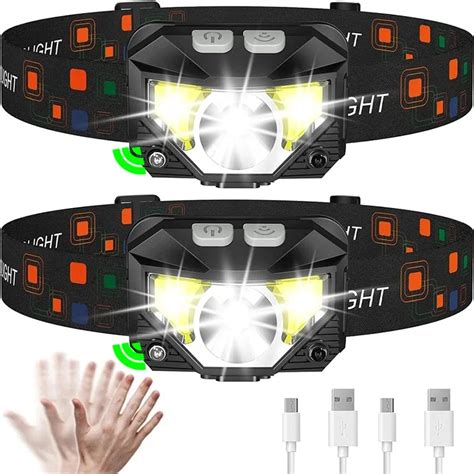 Linterna Frontal Potente Xpe Cob Con Sensor De Movimiento Recargable