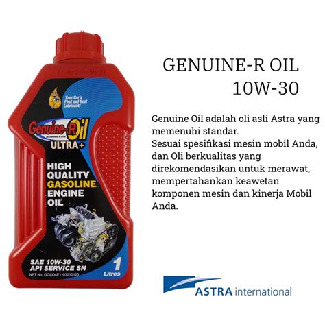 Jual Oli Mesin Daihatsu Astra Ultra Plus Genuine Oil SAE 10W 30 API SN