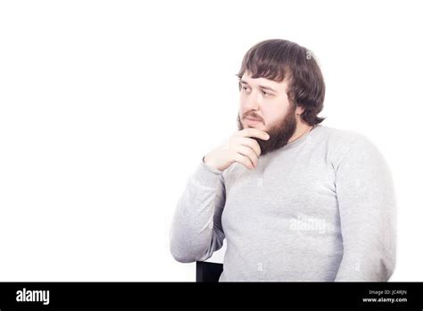 Handsome Young Thoughtful Man Isolated Over White Background Stock