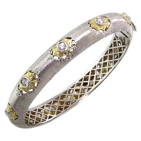 0 35ct Diamond And 18kt Custom Bangle Handmade In Florence Italy For