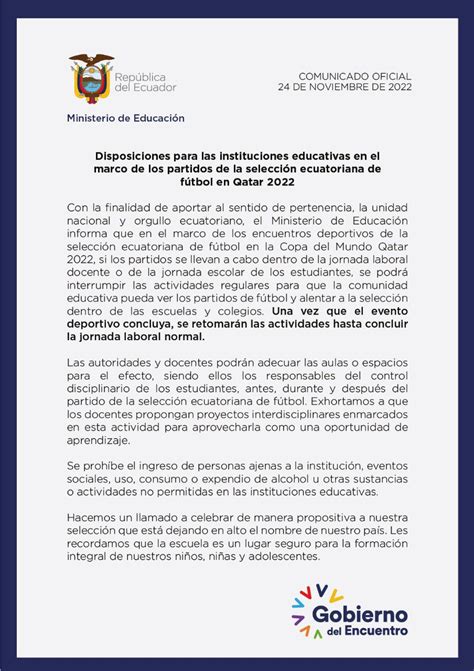 Ministerio De Educación Del Ecuador On Twitter Comunicado Conoce Las Disposiciones Para Las