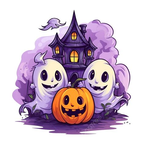 Feliz Halloween Con Dibujos Animados De Fantasmas Frente Al Diseño De