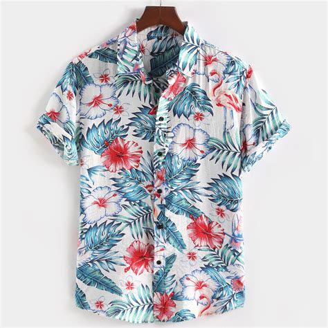 Print Hawaiian Casual T Shirt Men 2022 Summer Short Sleeve Flowers Beach Shirts Mens Holiday