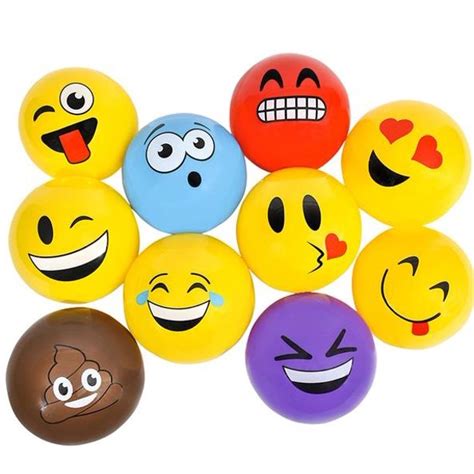 5 Emoji Emoticon Vinyl Ball 2 Balls Colors And Style Will Vary So