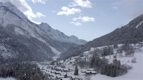 Aerial View Of A Snowy Mountain Valley 27124529 Stock Video At Vecteezy