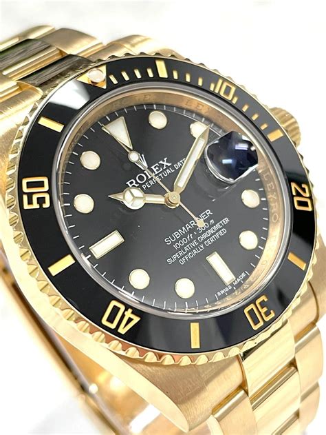 Rolex Ln Submariner Date Yellow Gold Black Dial Mm