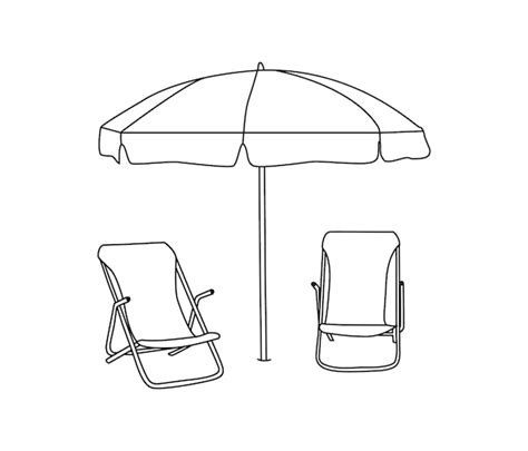 Premium Vector Vector One Line Drawing Beach Umbrella Chair For