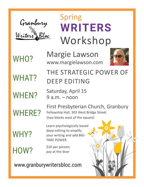 Margie Lawson Spring Workshop | Granbury Writers' Bloc