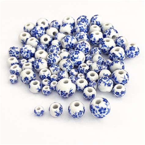 Round Ceramic Porcelain Beads For Jewelry Making Assorted Size 6mm 8mm 10mm 12mm