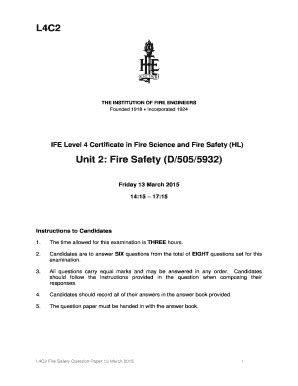 Fillable Online Ife Level Certificate In Fire Science And Fire Safety