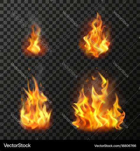 Fire Flames Set Royalty Free Vector Image Vectorstock