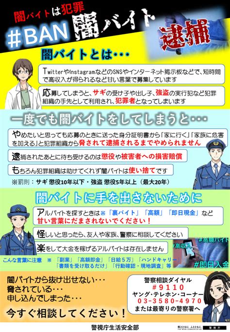 「ban闇バイト」警視庁監修・特殊詐欺啓発チラシ│東京都麻雀業協同組合