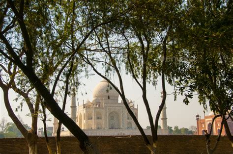 Taj Mahal As Seen From Across The Yamuna River Agra India Stock