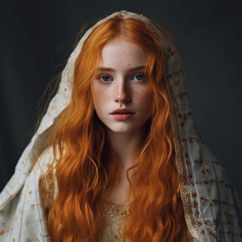 A Woman With Long Red Hair Wearing A Veil