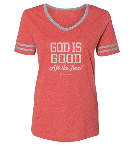 Blessed Girl Blessed Girl Womens Varsity T Shirt God Is Good Script Fiery Red Heather