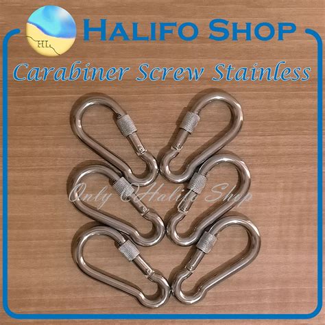 Jual Carabiner Screw Cm Stainless Steel Snap Hook Gantungan Kunci