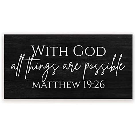 With God All Things Are Possible Black Wood Rustic Style Wall Décor Sign 9x18