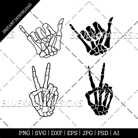 Skeleton Hand Peace Signs Svg Tattoo Decal T Shirt Sticker Art Cricut