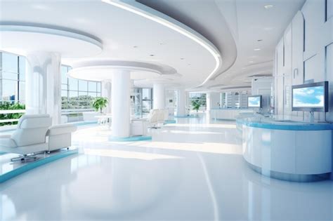 Nice modern interior of new luxury hospital bright colors Generative Ai ...