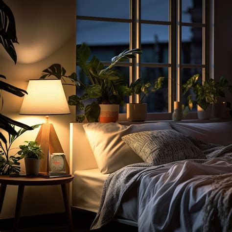 Premium AI Image | illustration of A simple bedroom with an indoor plant placed next