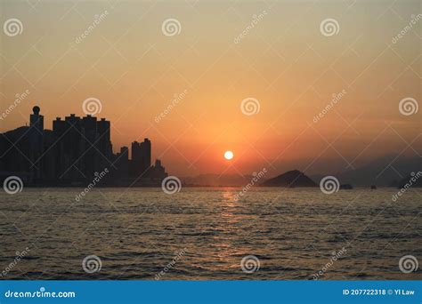 The Sunset At Belcher Bay Kennedy Town Hong Kong Jan Stock