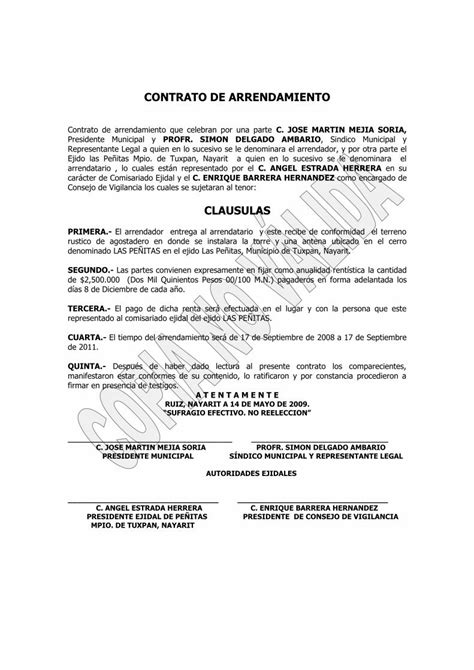 Pdf Contrato De Arrendamiento Ruiznayarit Gob Mxruiznayarit Gob Mx