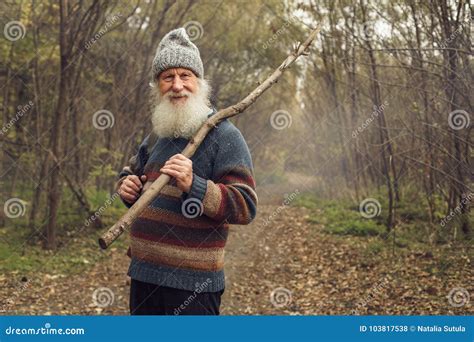 Old Man With Beard In Forest Stock Photo Image Of Countryside