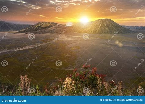 Mount Bromo Gunung Bromo at Sunrise in East Java, Indonesia. Stock Photo - Image of beautiful ...